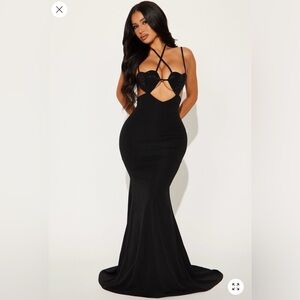 Fashion Nova Black Backless Dress